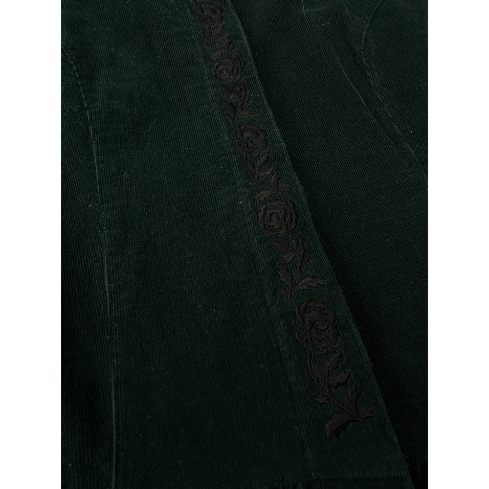 VTG Eddie Bauer Corduroy Dress Green Embroidered Button Front / Women's XS P - Picture 3 of 10